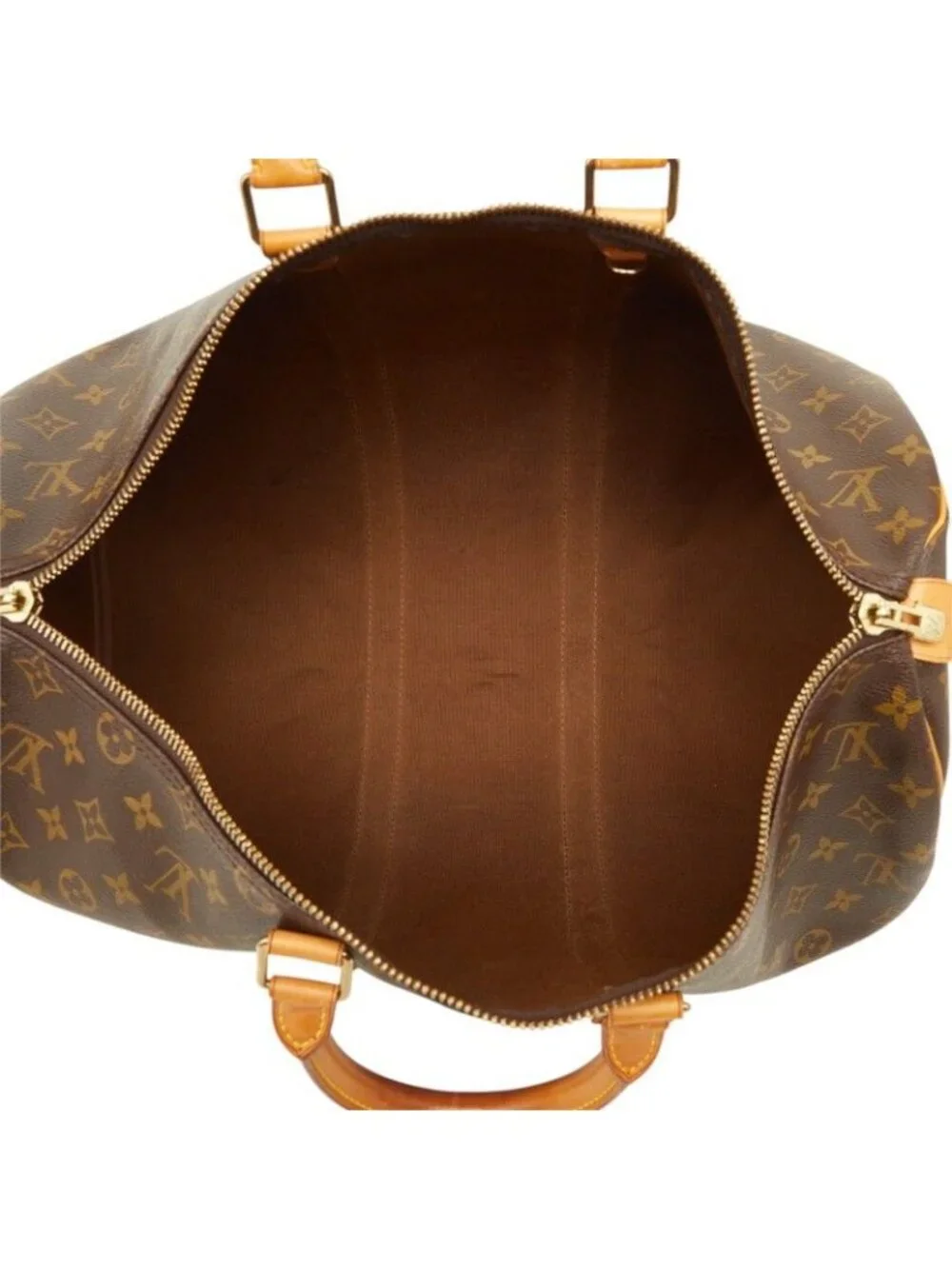 Louis Vuitton Monogram Keepall 45 Boston Bag Brown Leather